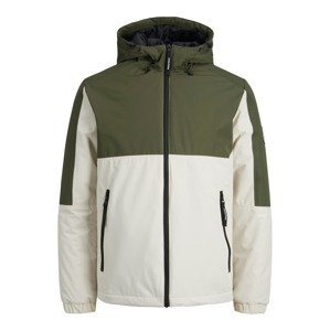 JACK & JONES Zimní bunda  khaki / barva bílé vlny