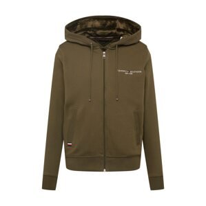 TOMMY HILFIGER Mikina  khaki / ohnivá červená / bílá