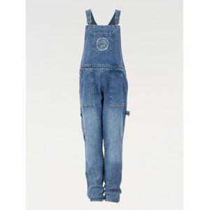 FAMILY 1ST FAMILY 4EVER Laclové kalhoty 'Hard Working Dungarees'  modrá