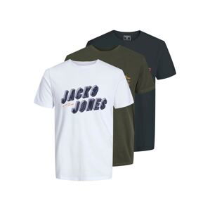 JACK & JONES Tričko 'FRIDAY'  námořnická modř / olivová / černá / bílá