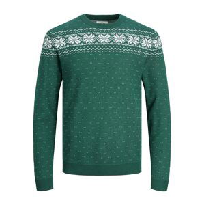 JACK & JONES Svetr 'Xmas'  zelená / bílá