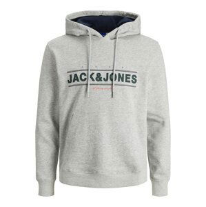 JACK & JONES Mikina 'FRIDAY'  šedý melír / světle červená / černá