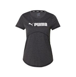 PUMA Funkční tričko 'Fit Heather Tee'  černý melír / bílá