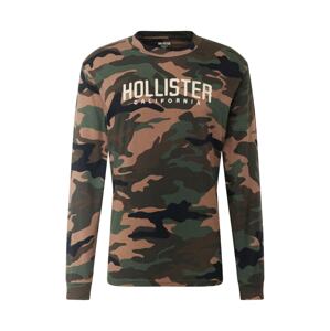 HOLLISTER Tričko  hnědá / khaki / trávově zelená / bílá