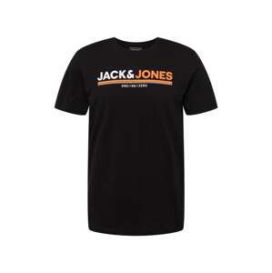 JACK & JONES Tričko 'FREDERIK'  oranžová / černá / bílá