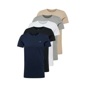 HOLLISTER Tričko  béžová / marine modrá / černá / bílá