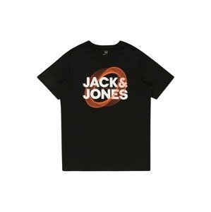 Jack & Jones Junior Tričko 'LUCA'  oranžová / černá / bílá
