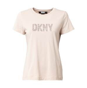 DKNY Tričko  pastelově oranžová / pink / stříbrná
