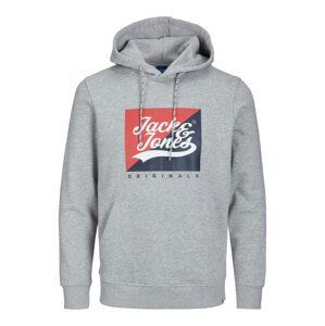 JACK & JONES Mikina 'Becks'  noční modrá / šedý melír / červená / bílá