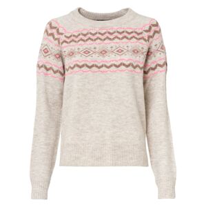 VERO MODA Svetr 'Fifi Fairisle'  světle béžová / tmavě hnědá / pink