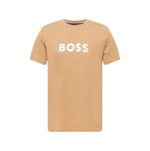 BOSS Black Tričko 'T-Shirt RN'  velbloudí / bílá