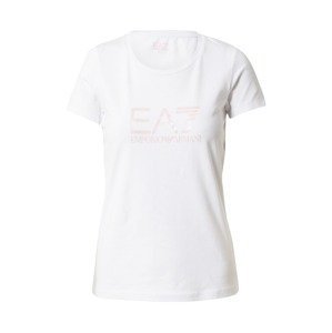 EA7 Emporio Armani Tričko  pastelově růžová / bílá