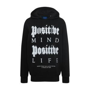 JACK & JONES Mikina 'POSITIVE'  černá / bílá