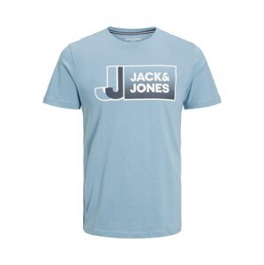 JACK & JONES Tričko 'Logan'  kouřově modrá / noční modrá / bílá