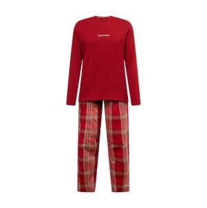 Calvin Klein Underwear Pyžamo dlouhé  béžová / červená / bílá