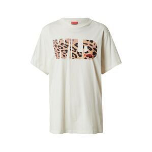 HUGO Tričko 'Vintage Tee'  světle hnědá / černá / offwhite