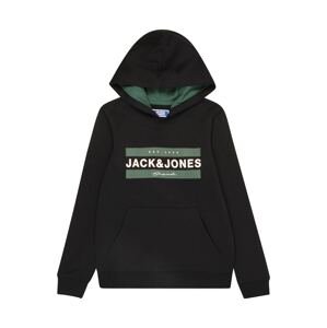 Jack & Jones Junior Mikina 'Friday'  tmavě zelená / černá / bílá