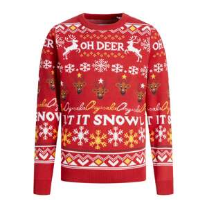 Jack & Jones Junior Svetr 'Hoho'  hnědá / žlutá / červená / bílá