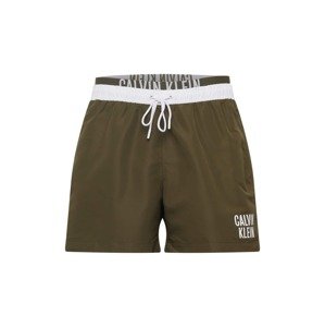 Calvin Klein Swimwear Plavecké šortky  khaki / bílá