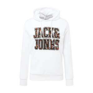 JACK & JONES Mikina  svítivě oranžová / černá / bílá