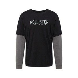 HOLLISTER Tričko  grafitová / černá / bílý melír