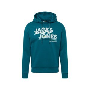 JACK & JONES Mikina 'HUNTER'  nefritová / tmavě zelená / bílá