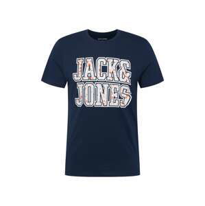 JACK & JONES Tričko  námořnická modř / svítivě oranžová / bílá