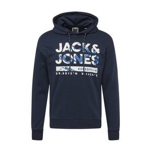 JACK & JONES Mikina 'HUNTER'  modrá / námořnická modř / bílá