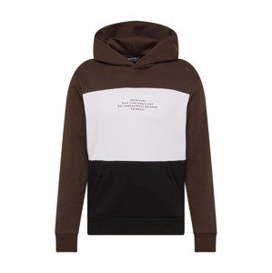 JACK & JONES Mikina 'EVAN'  tmavě hnědá / černá / bílá