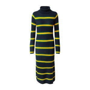 TOMMY HILFIGER Úpletové šaty  námořnická modř / žlutá / zelená