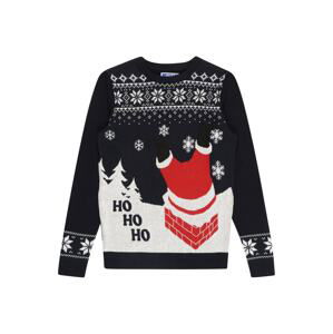 Jack & Jones Junior Svetr 'REXMAS'  námořnická modř / červená / bílá