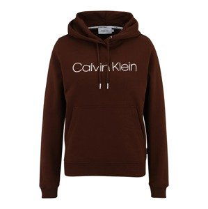 Calvin Klein Mikina  tmavě hnědá / bílá