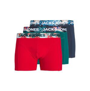 JACK & JONES Boxerky  marine modrá / tmavě zelená / červená