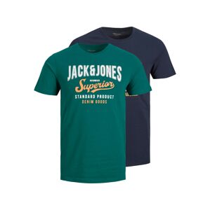 JACK & JONES Tričko  marine modrá / zlatě žlutá / tmavě zelená / bílá