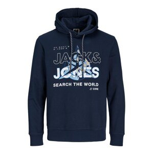 JACK & JONES Mikina 'Hunt'  námořnická modř / světlemodrá / režná / bílá