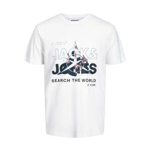 JACK & JONES Tričko 'Hunt'  noční modrá / šedobéžová / černá / bílá