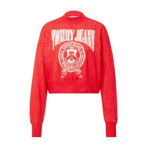 Tommy Jeans Svetr 'VARSITY'  červená / bílá