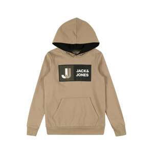 Jack & Jones Junior Mikina 'LOGAN'  velbloudí / zelená / černá / bílá