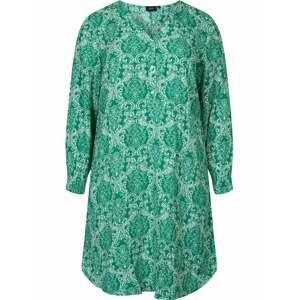 Zizzi Košilové šaty 'Bella'  béžová / zelená