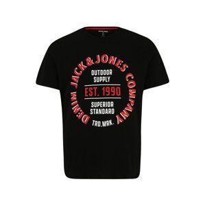 Jack & Jones Plus Tričko 'Andy'  červená / černá / bílá