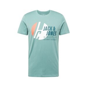 JACK & JONES Tričko 'SPRING'  tyrkysová / tmavě modrá / lososová / bílá