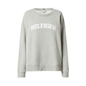 TOMMY HILFIGER Mikina  šedý melír / bílá