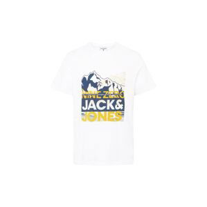 JACK & JONES Tričko 'BOOSTER'  námořnická modř / světle žlutá / bílá