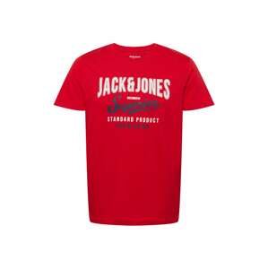 JACK & JONES Tričko  tmavě modrá / ohnivá červená / bílá