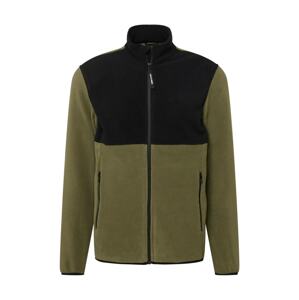 JACK & JONES Fleecová mikina 'POWER'  khaki / černá