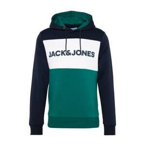 JACK & JONES Mikina  námořnická modř / smaragdová / bílá