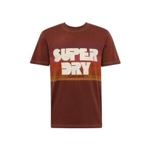 Superdry Tričko  hnědá / rezavě hnědá / rezavě červená / bílá