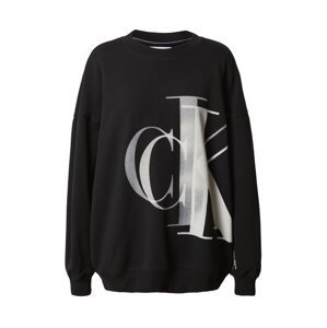 Calvin Klein Jeans Mikina  světle šedá / černá / bílá