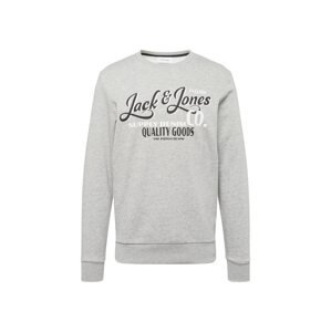 JACK & JONES Mikina 'ANDY'  šedý melír / černá / bílá