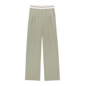 Pull&Bear Kalhoty se sklady v pase  béžová / zelená